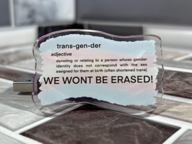 Trans-Gen-Der - We Won't Be Erased! - Acrylic Pin